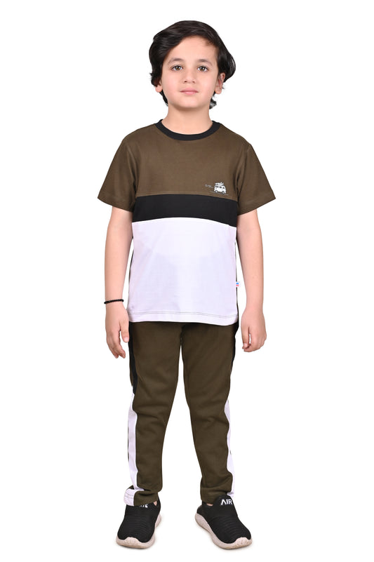 Warm Gary and White  PrintedBoys Co Ord-Set