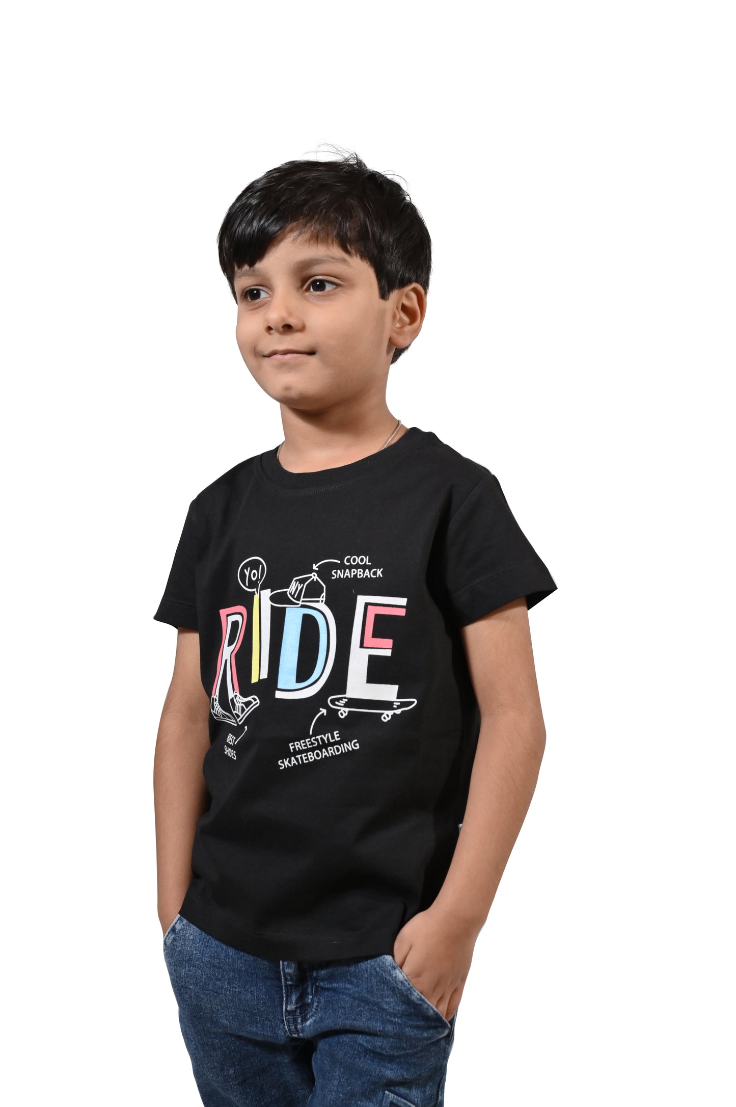 Beblakids Casual Black T-Shirt – Boys Printed Tee for Fun and Relaxed Days