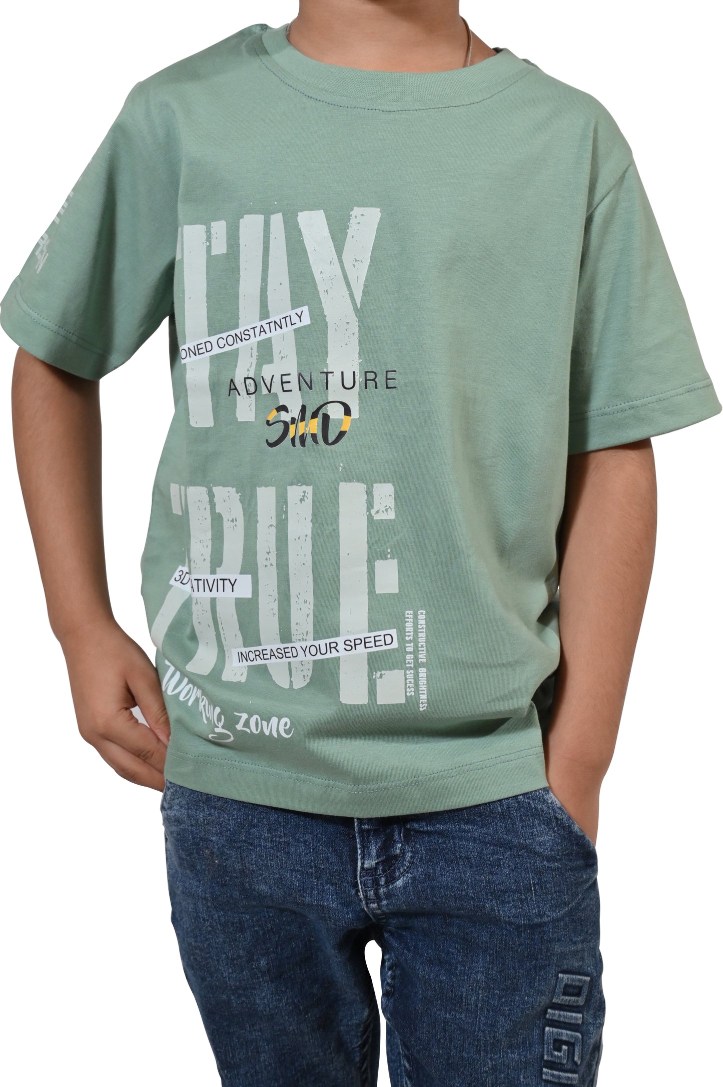 Beblakids Boys Sea Green T-Shirt Stylish Printed Casual Half Sleeves