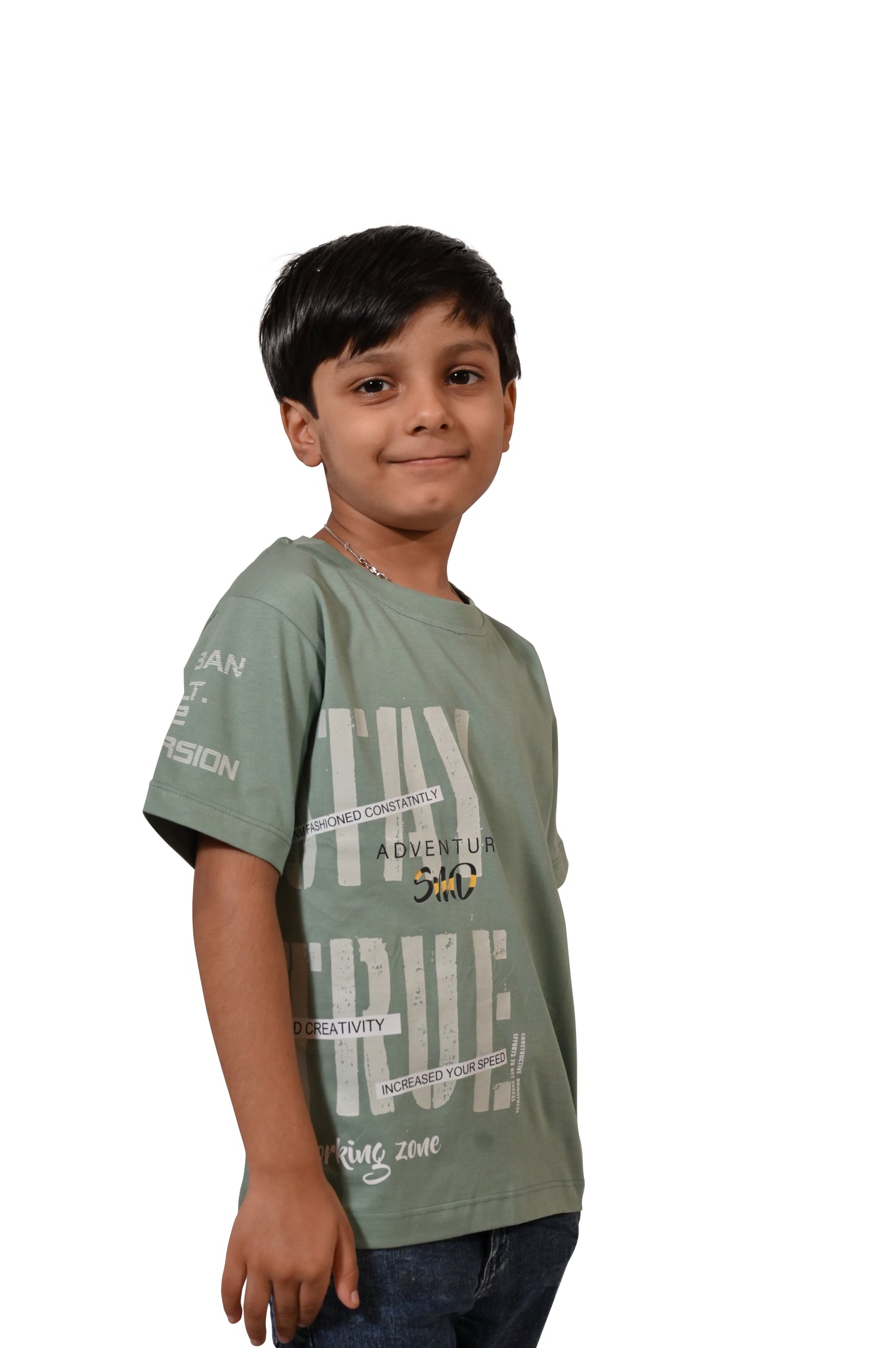 Beblakids Boys Sea Green T-Shirt Stylish Printed Casual Half Sleeves