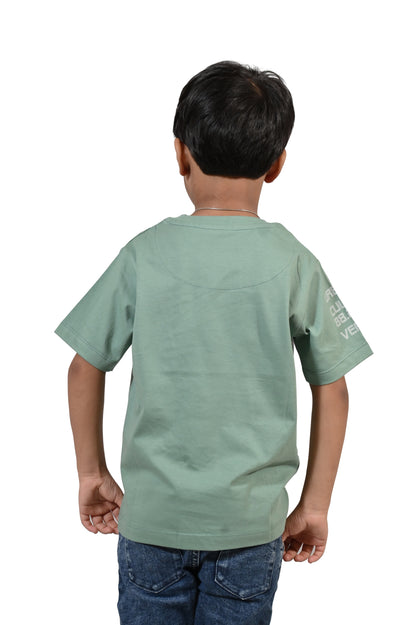 Beblakids Boys Sea Green T-Shirt Stylish Printed Casual Half Sleeves