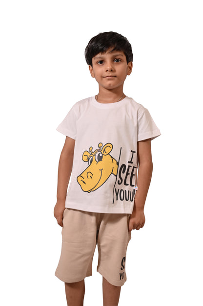 Off White & Beige Co-Ord Set for Boys Perfect Casual Outfit