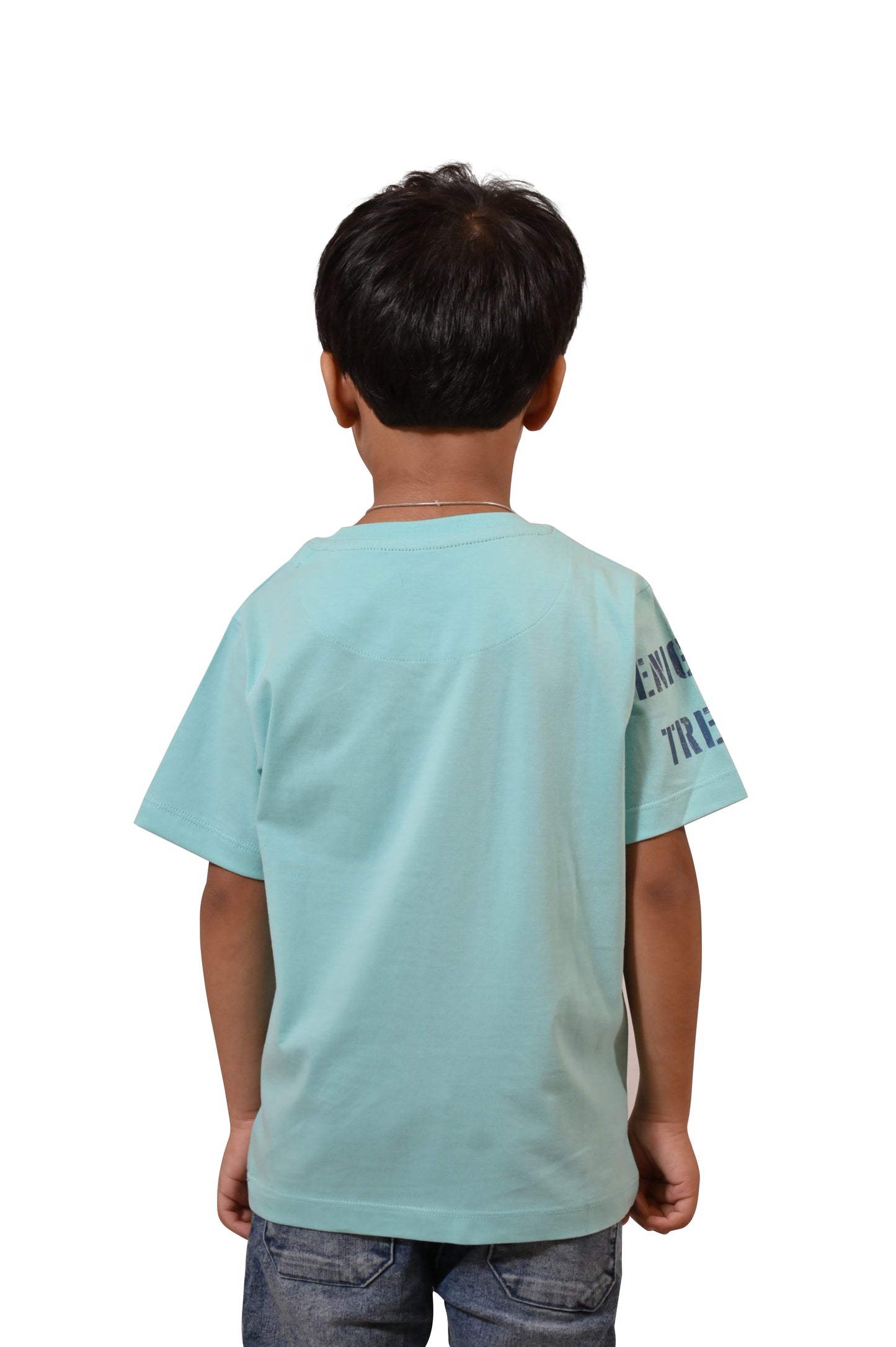 Hazy Blue Printed Casual Boys Regular Fit T-Shirt with Half Sleeves