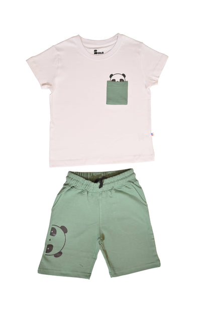 Classic White and Sea Green Boys' Co-Ord Set - Regular Fit Style