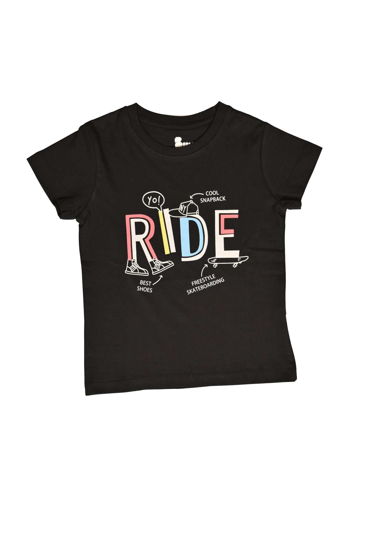 Beblakids Casual Black T-Shirt – Boys Printed Tee for Fun and Relaxed Days