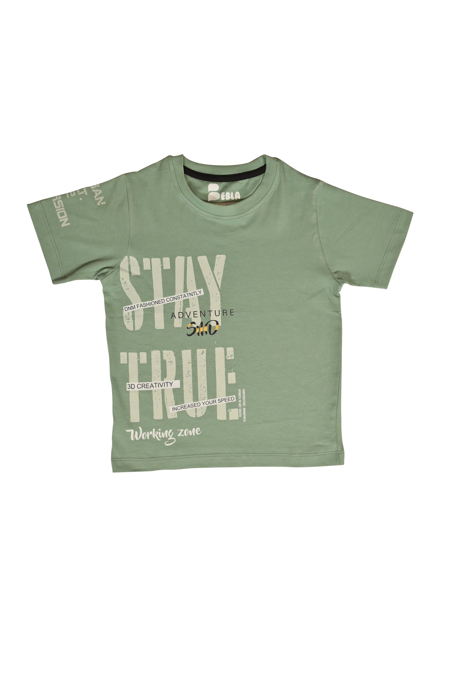 Beblakids Boys Sea Green T-Shirt Stylish Printed Casual Half Sleeves