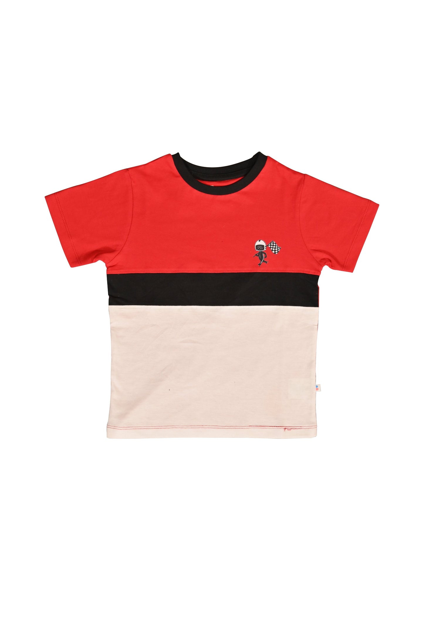 Red Black & White Printed Boys Casual Half Sleeves Regular T-Shirt